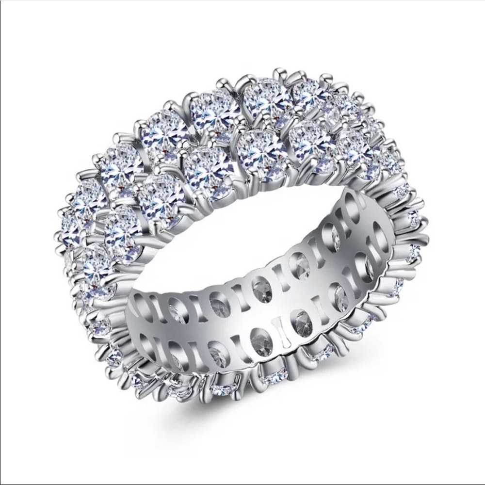 *NEW*Luxury 925 Silver Hearts Sapphire Ring - Picture 2 of 2